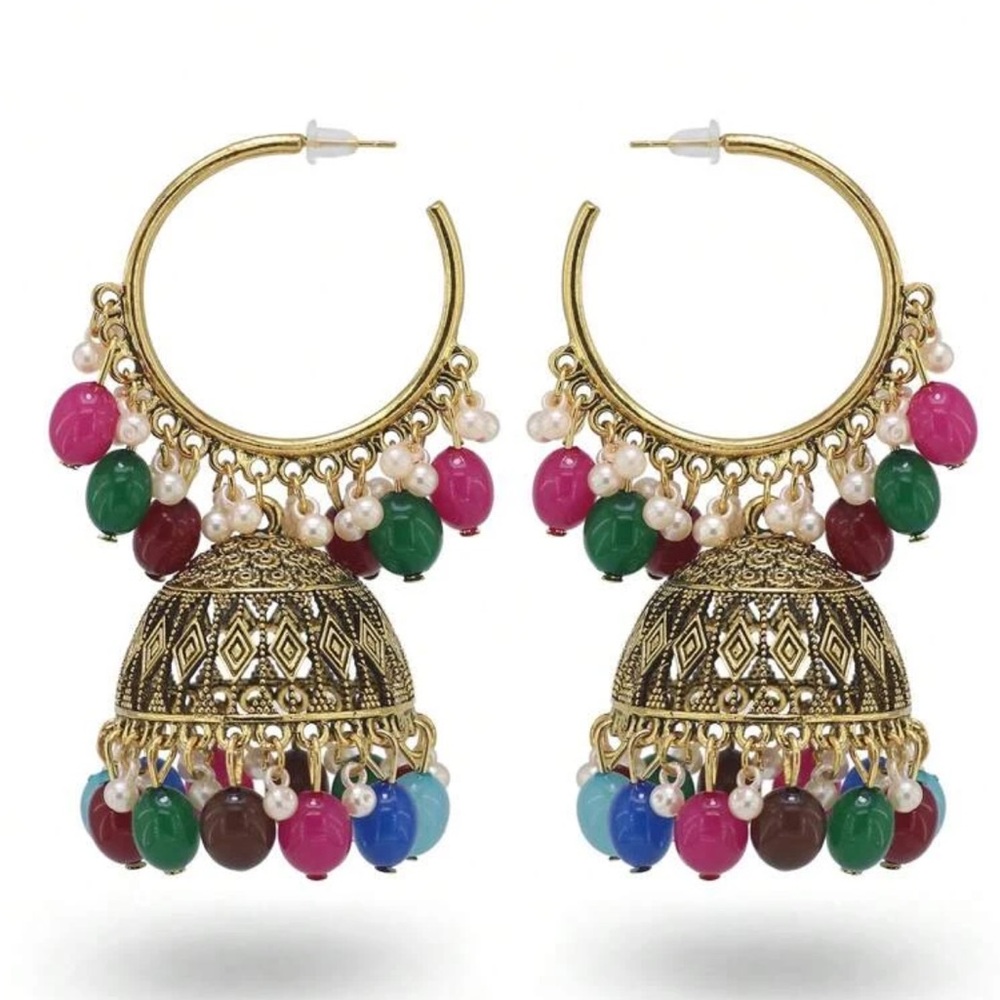 Multi color Indian Pakistani Jhumka earrings